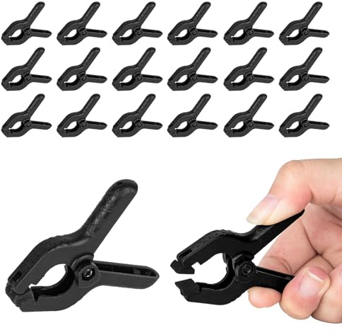 EMART 20 Pack Heavy Duty Muslin Spring Clamps, Professional Nylon Backdrop Clips for Photography Studio, Photo Booth, Backdrop Stand, Paper, Woodworking, Crafts, Tarp-2inch,Black