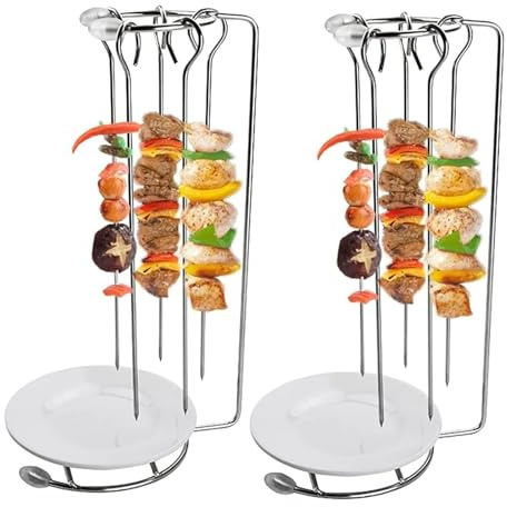 Genérico Estante Colgante de Acero Inoxidable,Soporte Vertical para Pinchos de Barbacoa,Pinchos Barbacoa Acero Inoxidable con Soporte para,24 cm de Largo,adecuadas para Fiestas de Barbacoa