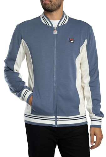 FILA Men's Settanta Baseball Track Jacket, Indigo/Gardenia/Navy, L