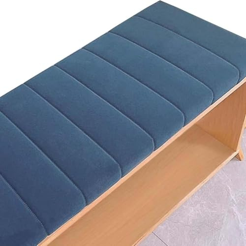 Generico Cuscino per Panca da Esterno/Interno - Lavabile Rimovibile, Cuscino per Panca da Giardino, 2/3 Posti Cuscini in Velluto Teddy per Panche, per Panche da Finestra,Dark Blue,80x30x4cm