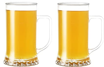 LOKLNEYK Bicchieri da Birra, Bicchiere da Pinta Personalizzato, Boccale Birra in Vetro, Set di Boccali Tradizionali Boccali con Manici Bicchieri congelabili