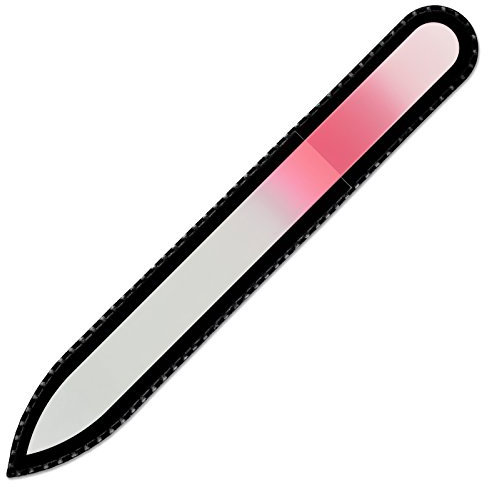 Mont Bleu Colour Crystal Nail File in Black Pouch - Genuine Czech Tempered Glass - Handmade in Czech Republic