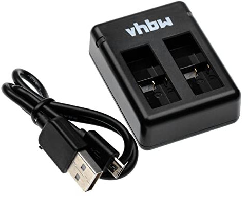 vhbw Dual USB Charger compatible with GoPro Hero 5, 7, 7 Silver, 2018, 8 Black, 7 White, 8, 6 Camera Battery - Cradle, Charging Status Indicator