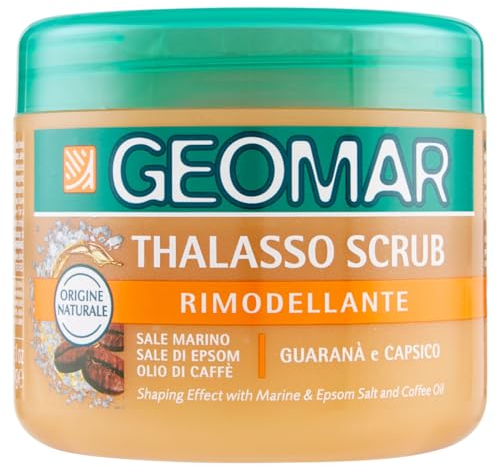 GEOMAR | Remodellierendes Thalasso-Peeling, Mit Meersalz, Epsom-Salz, Kaffee öl und Extrakten aus Guarana und Paprika, Made in Italy, 600 g