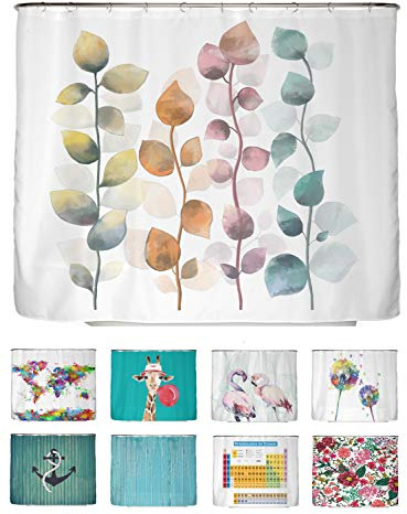 arteneur® - Bunte Blätter - Anti-Schimmel Duschvorhang 240x200 - Recycelt mit Öko-Tex Standard 100 - Beschwerter Saum, Blickdicht, Wasserdicht, Waschbar, 16 Ringe & E-Book