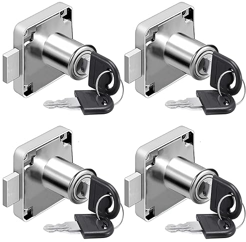 Litensh 4 Pièces verrou à came de 22mm, serrure boîte aux lettres verrou placard serrure d'armoire de sécurité avec clé différente serrures pour meubles, armoire, tiroir, bureau, casier, came.