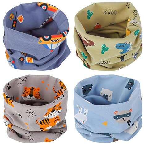4 Stück Kinder Loop Schal Baby Wärmer Baumwolle Schal Jungen Mädchen Baumwolle Schlauchschal Kinder Mehrzweck Loop Schals Halstuch Kleinkind Winddicht Winter Frühling Herbst Wärmer Schals