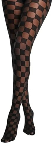SENTELEGRI Sexy Ladies Fashion Design Chessboard Pattern Tights 40/20 Denier - CHECK (as8, alpha, l, regular, regular)