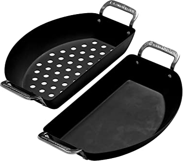 Kamado Joe KJ15124822 Karbon Steel Set Half-Moon Pan, Black