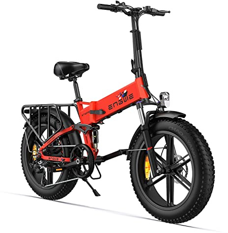 ENGWE Bicicleta Eléctrica Plegable 250W E-Bike, 20×4.0 Inch Off-Road Fat Tire, Batería de 48V 13Ah Alcance hasta 120km, 25KM/H 7 Velocidades Suspensión Completa Engine X
