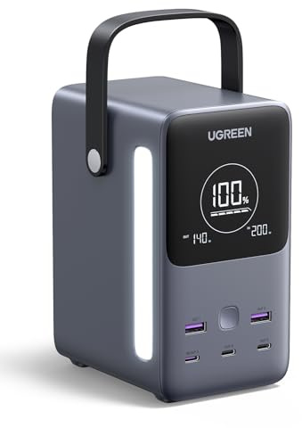 UGREEN 300W 48,000mAh Portable Charger Power Bank with Smart Digital Display, Lighting and SOS Mode, 153Wh 5 Ports USB C Battery Pack for Outdoor Camping and Home Backup for Laptop and More