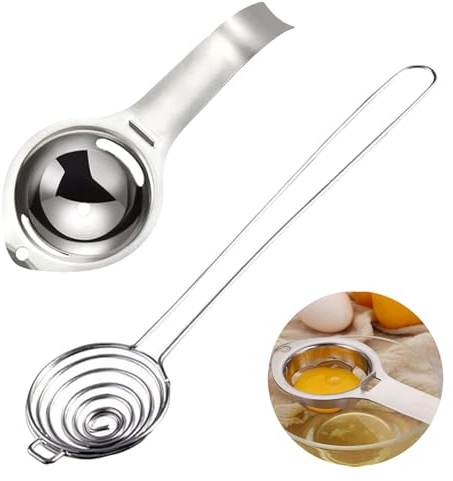 2 Stück Eiertrenner, Eigelbtrenner, Backwerkzeug Mit Langen und Kurzen Griffen Eiweiß Trenner Mit Griffen Eidotter Trenner Spülmaschinenfreundlich Egg Separator für Küche Bäckerei