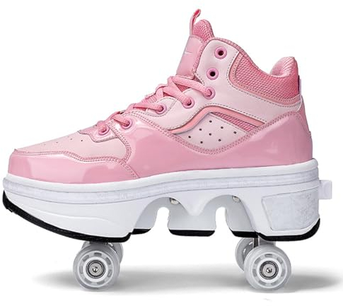 2 in 1 Shoes with Wheels Multifunctional 4 Wheel Shoes with Roller Skates Moulding Shoes for Men Women and Children,40