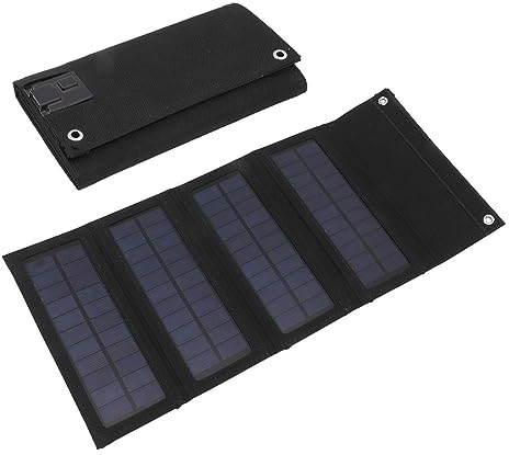 40 W Faltbares Solarpanel-Ladegerät, 4-fache Solarstrom-Ladetasche für Notfall-Aufladung, Outdoor, Camping, Wandern, Handy-Ladegerät (Black)