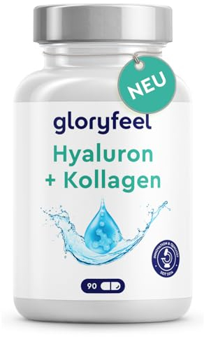 Hyaluron Kollagen Kapseln - Mit Biotin, Vitamin C (aus Acerola), Zink, Selen & Bambusextrakt - Hochdosierter Haut-, Haare-, Nägel-Komplex - 90 Stück für >1 Monat - Hoch bioverfügbar - Laborgeprüft