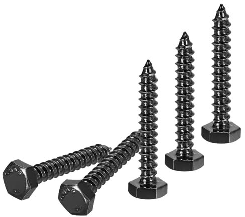 DTGN 1/4 x 1-1/2 Hex Lag Bolts - 20 Pack - for Woodworking, Furniture - 304 Stainless Steel Full Thread Hexagon Head Lag Screws for Wood - Black