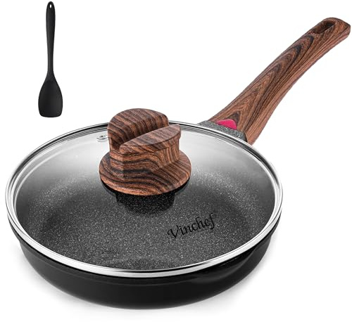 Vinchef 8 Non Stick Frying Pans, Skillet with Lid Used for All Stoves, Induction Non Toxic Cookware, Cooking Pans Nonstick Capable of Kitchen