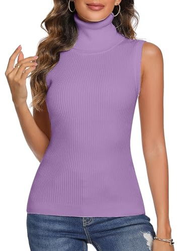Totatuit Dolcevita Maglia Donna Invernale Lupetto Senza Maniche Elegante Smanicato in Maglieria Primavera Elasticizzato Maglione A Collo Alto Donna Inverno