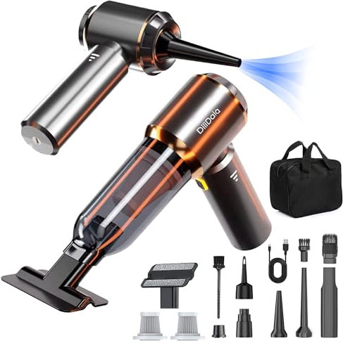 DiliDala Aspirador de Mano, 25000Pa Mini Aspirador Recargable, Aspiradoras de Mano con Motor sin Escobillas de 220.000 RPM, 3 Niveles de Succión para Casa/Coche/Pelo de Mascota