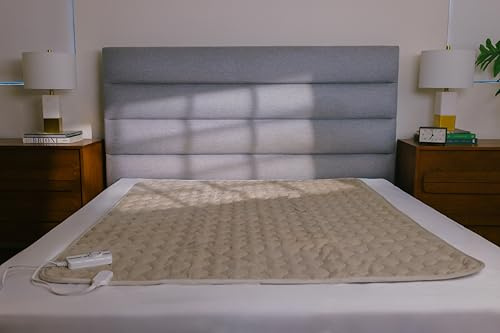 Premium Electric Heated Mattress Pad, Microfiber, Made in Korea, 8 Heat Settings, 12 Hr Auto Shutoff, 1 Year Warranty (Beige, Large)