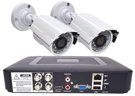 Telecamera WiFi Esterno Senza Fili, Di telecamere di sicurezza CCTV DVR a 4 canali Kit analogico AHD da 2 pezzi Kit HD 720P/1080P Set di videosorveglianza impermeabile con pallottola in metallo per la