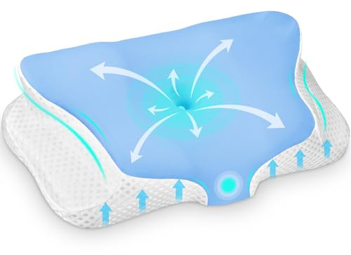 Ehomfory Oreiller Ergonomique Cervical Memoire Forme, Oreiller Ergonomique à Mémoire de Forme pour Les Dormeurs sur Le côté, Le Dos et Le Ventre (Bleu)