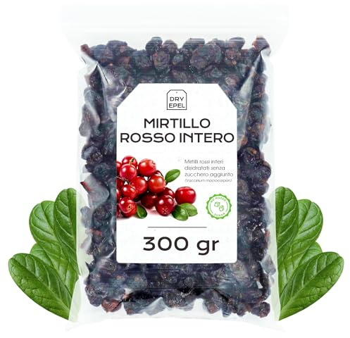 Arandanos Deshidratados Sin Azucar 300 g - Arandanos Rojos - Arandanos Secos Enteros - Snacks Saludables - Sin Azucar Añadido, Sin Conservantes, Sin Gluten (300 gr, Arándano Rojo Entero)