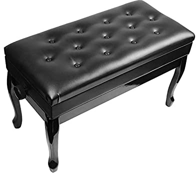 Pianopall Höjdjusterbar pianopall Bekväm pianobänk, med invändig solid fällbar topp extra notförvaring, för övning med musikinstrument, Svart, Svart,Black