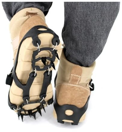 Grödel 18Teeth Ice Snow Climbing Walking Boot Shoe Cover Spike Cleats Cramponger för vintervandring (M)