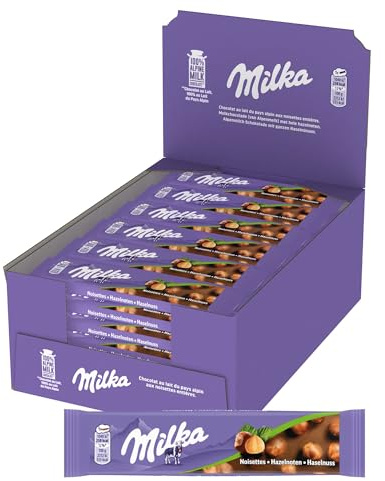 Milka Barre Lait Noisettes 45g, Présentoir de 30 unités.