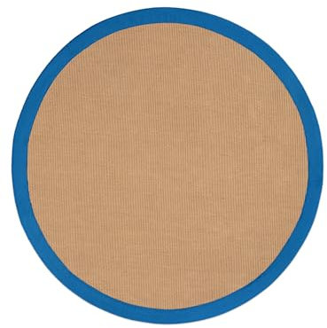 carpetfine Sisalteppich Rund Blau Ø 160 | Moderner Teppich für Wohn- und Schlafzimmer