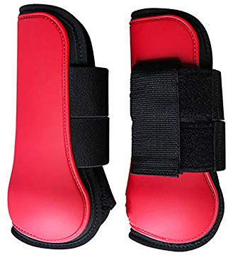 tooloflife Botas Deportivas para Caballos, de Poliuretano, Ajustables, protección Segura para Las piernas, Equipo Ecuestre para Saltar, Montar en Eventos, Doma, Juego de 2, Rojo, Extra Grande