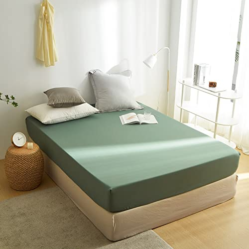 Sedefen Jersey Premium Spannbettlaken 160x200cm Boxspringbett Topper Mikrofaser Superweiches Bettlaken Spannbetttuch Leintuch Salbeigrün für Matratze bis 30 cm hohe