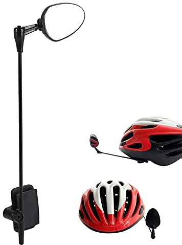 Retroviseur sur Casque de Velo, Retroviseur de Casque Velo Miroir de Casque de Vélo à Angle Réglable avec Sangles Auto-agrippantes, Miroir de sécurité pour Vélo
