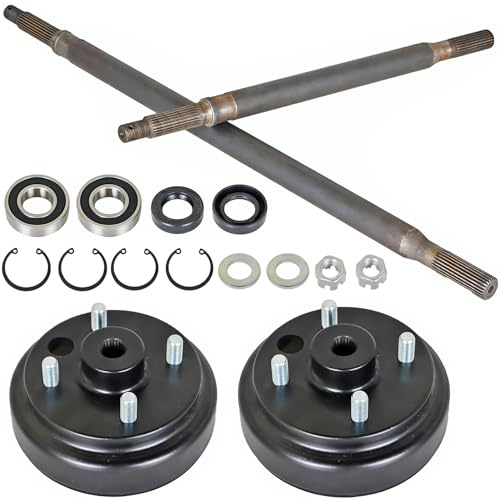 Golf Cart Rear Axle + Brake Hub Drum Assembly Kit 24 spline Replacement for EZGO Electric 1982+, Gas 2 Cycle 1982-1993