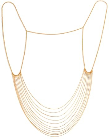 NICENEEDED Catena per Imbracatura Pettorale Dorata, Catene per Il Corpo delle Spalle Multistrato, Catena Posteriore per Collana con Fondale A Catena per Gioielli per Il Corpo