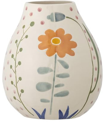 Bloomingville Vase EJA Schwarz Weiß Rund 10 cm Blumenvase Keramik