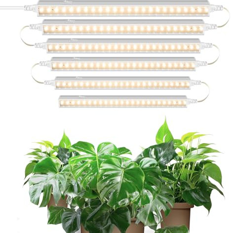Barrina T5 1FT Grow Lights for Indoor Plants, Yellow, Full Spectrum Sunlight, 30W(6 x 5W) Linkable Indoor Plant Lights, LED Grow Light Strip with Switch, Plug and Play, 6 Packs