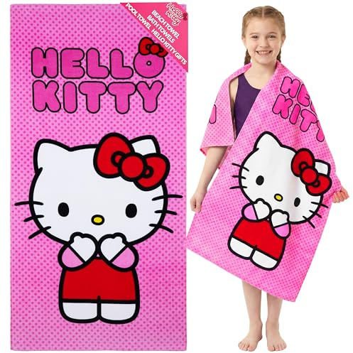 Hello Kitty Sanrio Towel for Kids Teens Women Soft Absorbent Bath Shower Swimming Beach Towel Quick Dry Kuromi Kawaii Anime Holiday Essentials 140 x 70cm (Pink, 70x140cm)