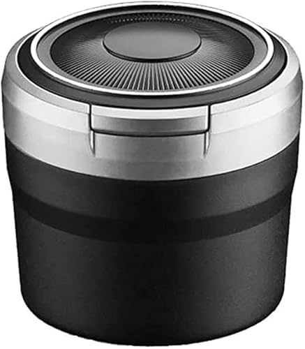 WEIQQI Portacenere per Auto, per Audi Q2 Q3 Q4 Q5 Q7 Q8 SQ2 SQ5 SQ7 SQ8 Portacenere Autoestinguente Portabicchieri con Coperchio con Luce LED Portatile Posacenere,Silver/B