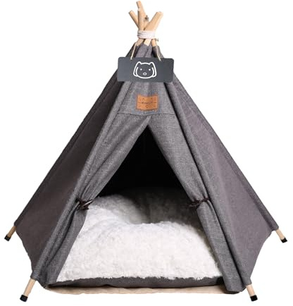 Meowmellow Tienda de campaña para perros con cojín grueso, cama extraíble y lavable, para cachorros, casa de juegos, gatos, 50 x 50 x 60 cm