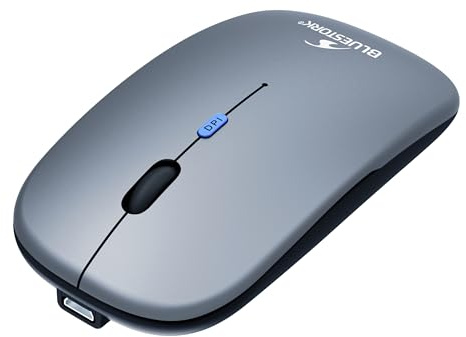 Bluestork - OFF 105 - Mouse Senza Fili Ricaricabile - Slim e Silenzioso - Mouse Wireless Bluetooth e 2.4GHz - 3200 DPI, Autonomia 62 Ore - Leggero e Ambidestro - Per Windows/Mac - Nuovo