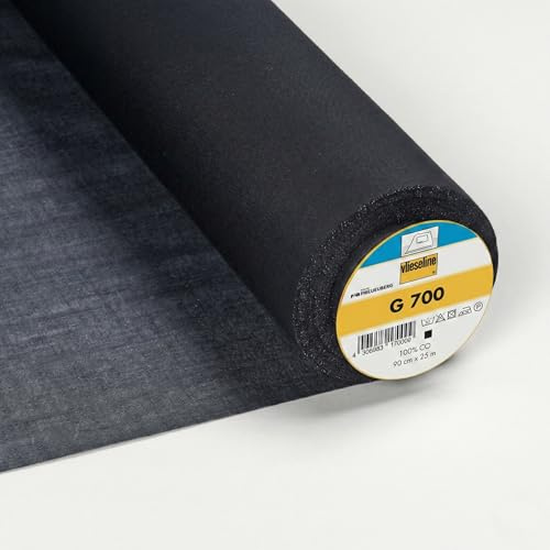 Vlieseline G700 - Entoilage Thermocollant Tissé - Noir - Coupon 100x90 Cm - Renfort Mi-Lourd pour Chemises, Chemisiers, Parementures et Petites Pièces Couture