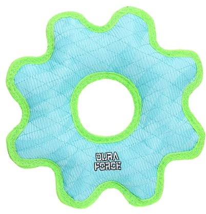 DURA FORCE - Durable Woven Fiber Dog Toy - Multiple Layers. Made Durable, Strong & Tough. Interactive Play (Tug, Toss & Fetch). Machine Washable & Floats (Gear Ring Blue, Medium)