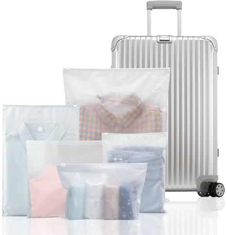 25 Pezzi Sacchetti da Viaggio per Valigia con Zip, Buste Trasparenti per Indumenti, Borsa Valigia Organizer con Cerniera Risigillabili per Vestiti, Biancheria Intima, Scarpe, Cosmetico (5 Taglie)