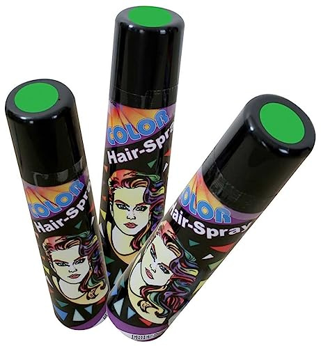 3er Sparpack: Haarspray grün - 3 Dosen zu je 100ml. Colorspray für Karneval, Fasching, Halloween und Party