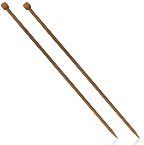 Rumyve Set di ferri da maglia, 2 ferri da maglia in bambù carbonizzato a punta singola, per progetti fai da te, per maglioni, sciarpe, lana, principianti adulti (6 mm)