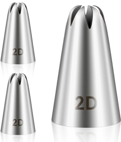 Lot de 3 douilles de décoration de gâteaux 2D - Outils de pâtisserie pour crème au beurre, glaçage, gâteau d'anniversaire, cupcake