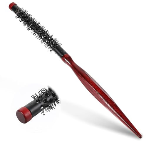 Ptwola 1 Stück Mini-Quiff-Roller-Rundbürste zum Föhnen von kurzen Haaren kleine tragbare Locken-Toupier-Kämme winzige Reise-Pony-Bürste Haarbürste mit Nylonborsten für Frauen und Männer feines