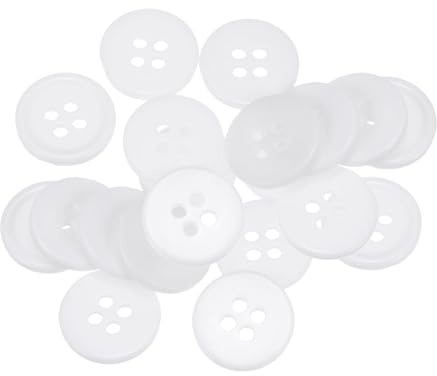 QUARKZMAN 20pcs Boutons Ronds en Résine 15mm Diamètre Blanc | Boutons Mercerie à 4 Trous pour Remplacement Vêtements DIY Artisanat Décoration Loisirs Créatifs Costumes Robes Chemisiers